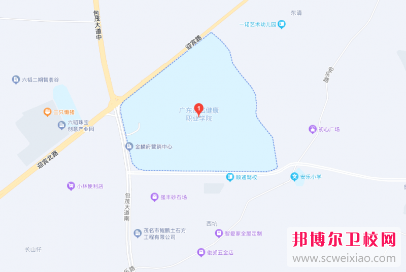 廣東茂名健康職業(yè)學(xué)院地址在哪里，哪個地區(qū)，哪個城市?